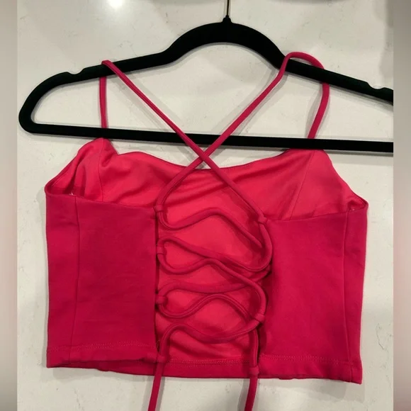 Lulu’s Catch My Eye Hot Pink Two-Piece Lace-Up Mini Dress, Size M - Picture 7 of 12
